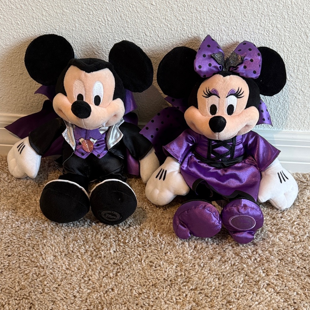 Disney Mickey and Minnie Halloween Plush Set - Black and Purple